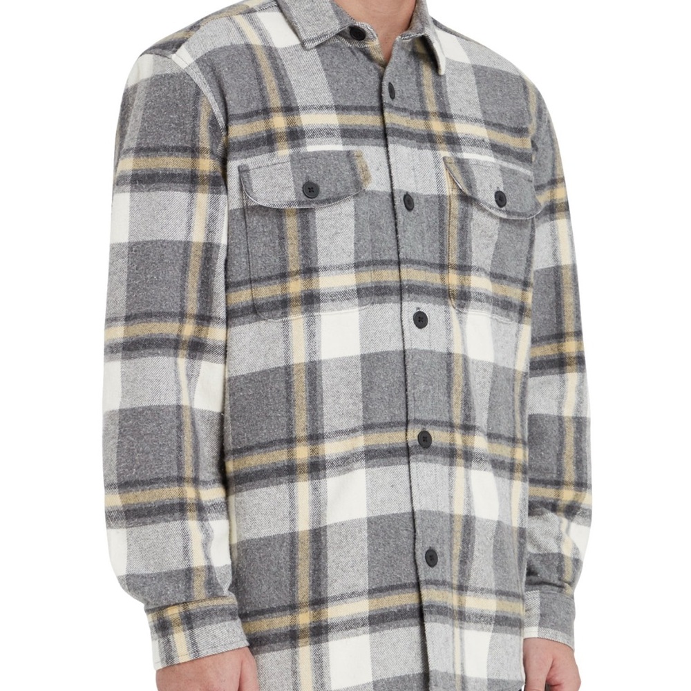 Epic Studio Heavyweight Paid Flannel Shacket Gray and White